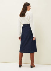 Jessa Denim Midi Pencil Skirt Denim