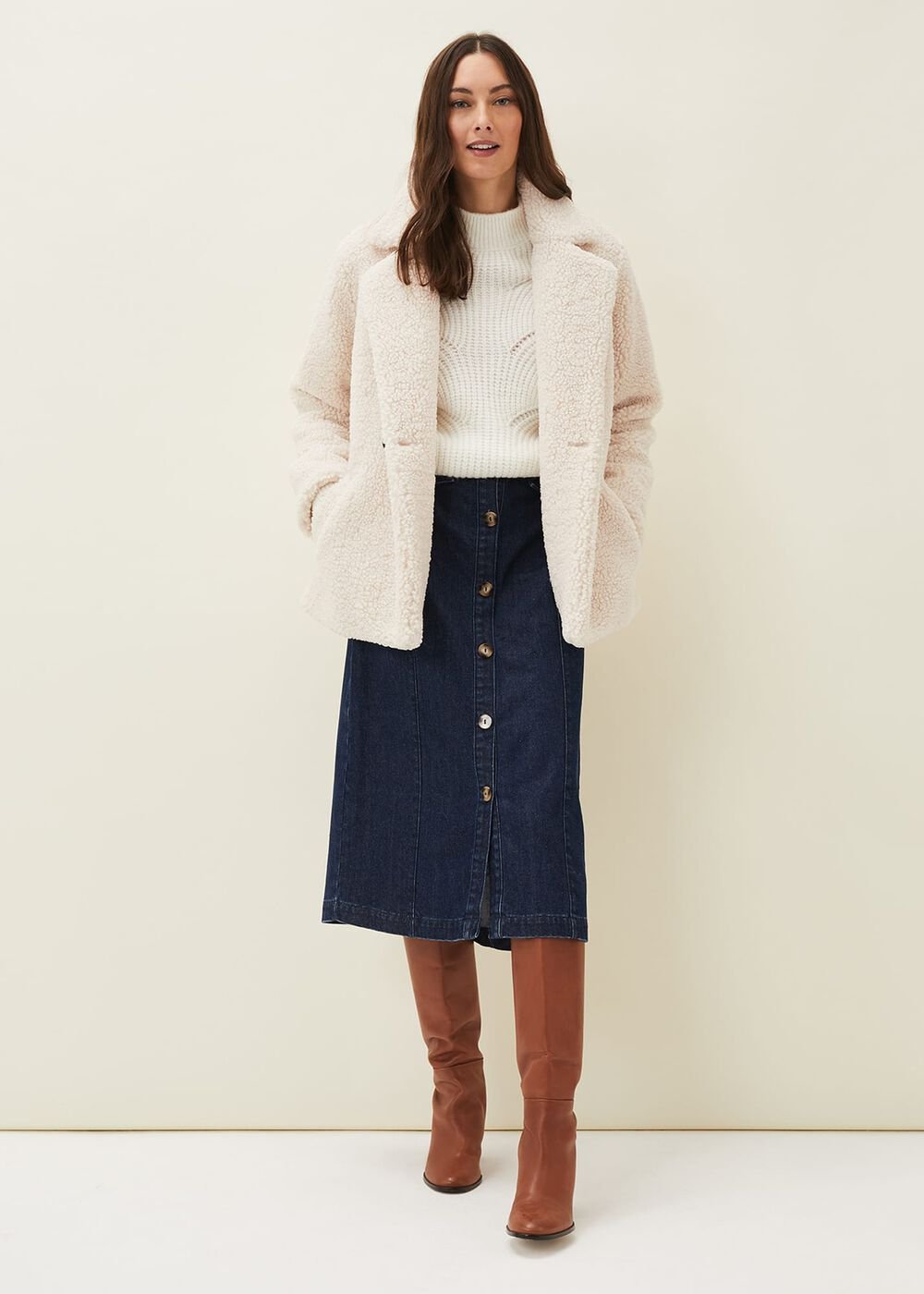 Jessa Denim Midi Pencil Skirt Denim