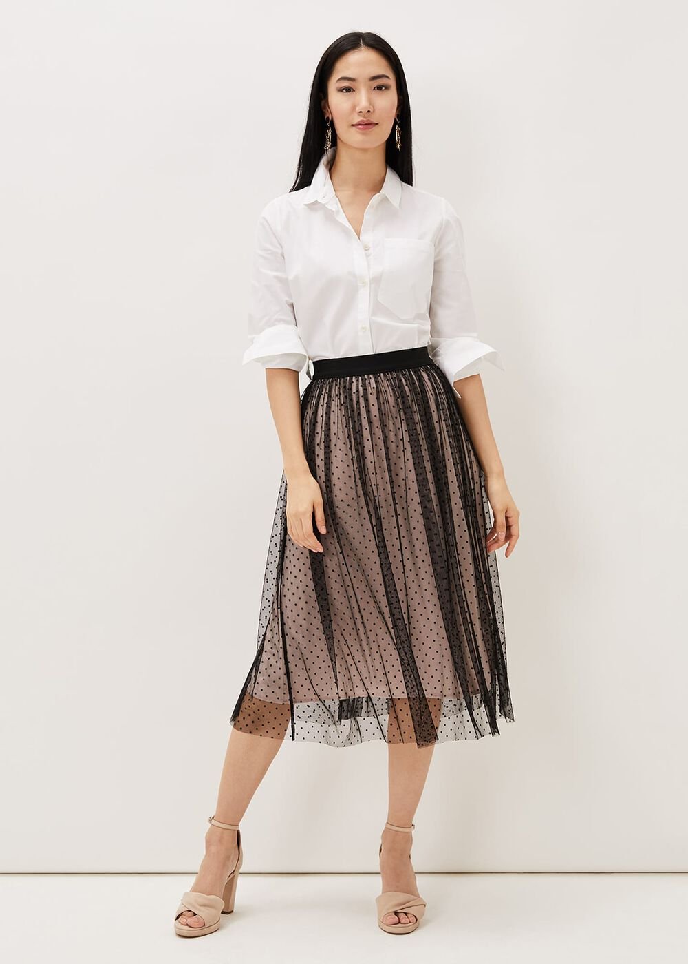 Maya Mesh Spot Skirt Black/Blush