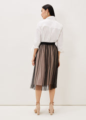 Maya Mesh Spot Skirt Black/Blush