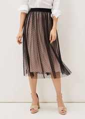Maya Mesh Spot Skirt Black/Blush