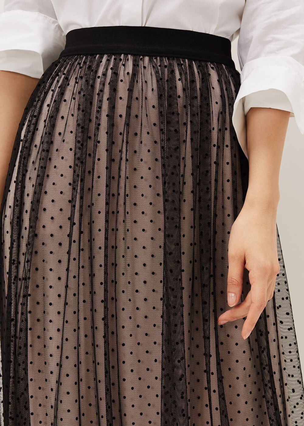 Maya Mesh Spot Skirt Black/Blush
