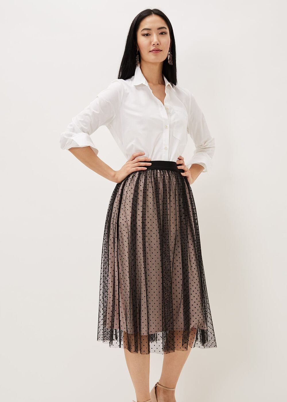 Maya Mesh Spot Skirt Black/Blush