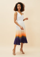 Raya Pleated Dip Dye Skirt Violet/Cream