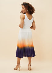 Raya Pleated Dip Dye Skirt Violet/Cream