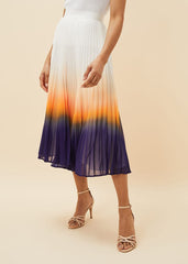 Raya Pleated Dip Dye Skirt Violet/Cream