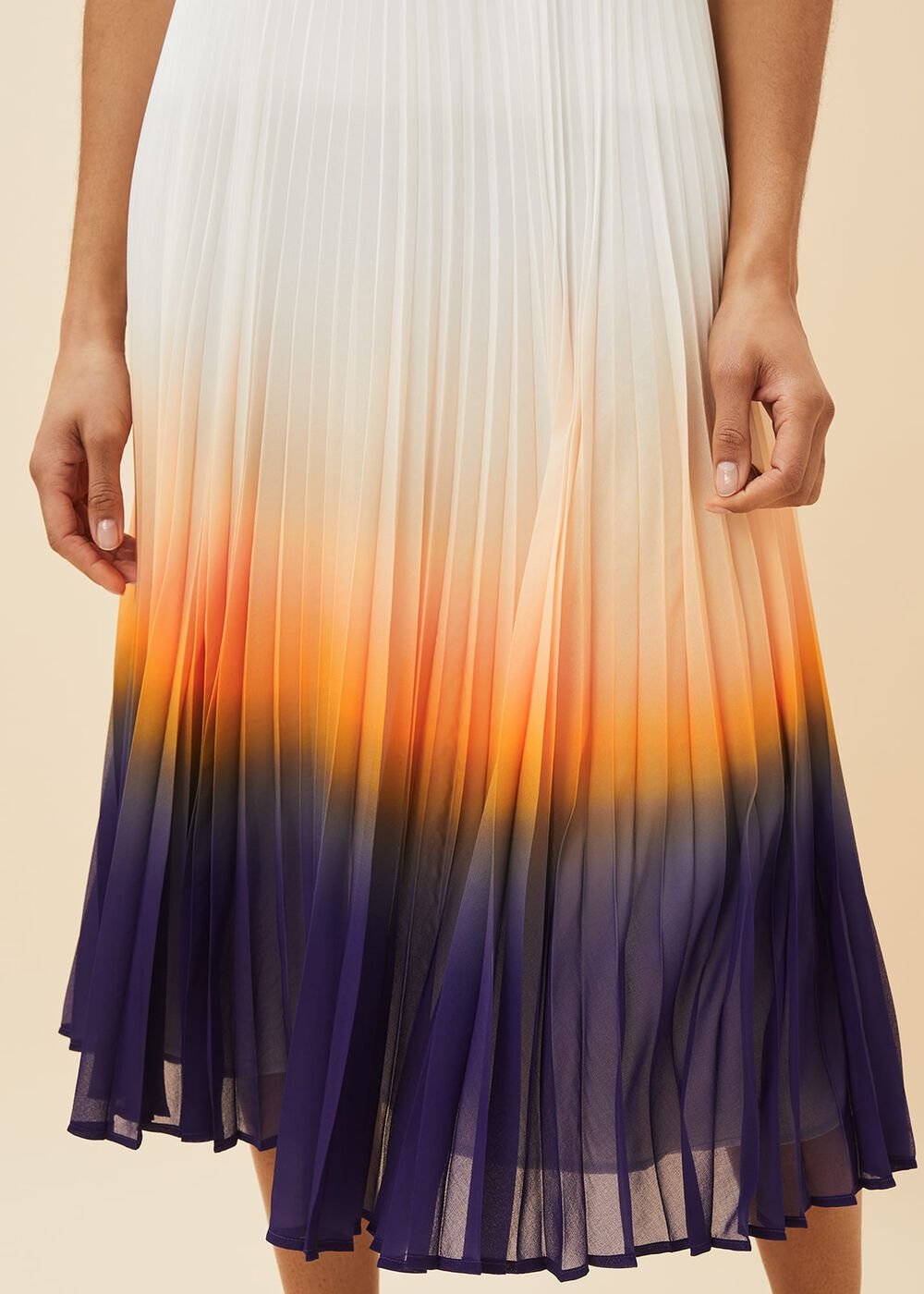 Raya Pleated Dip Dye Skirt Violet/Cream