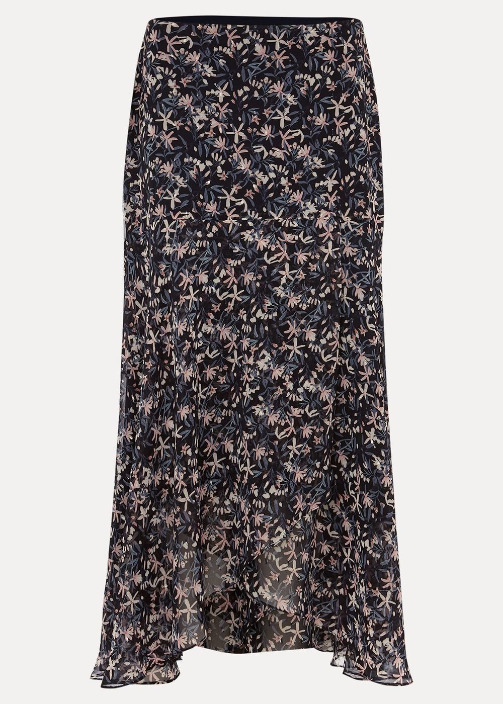 Lola Floral Co-Ord Maxi Skirt Navy/Pink