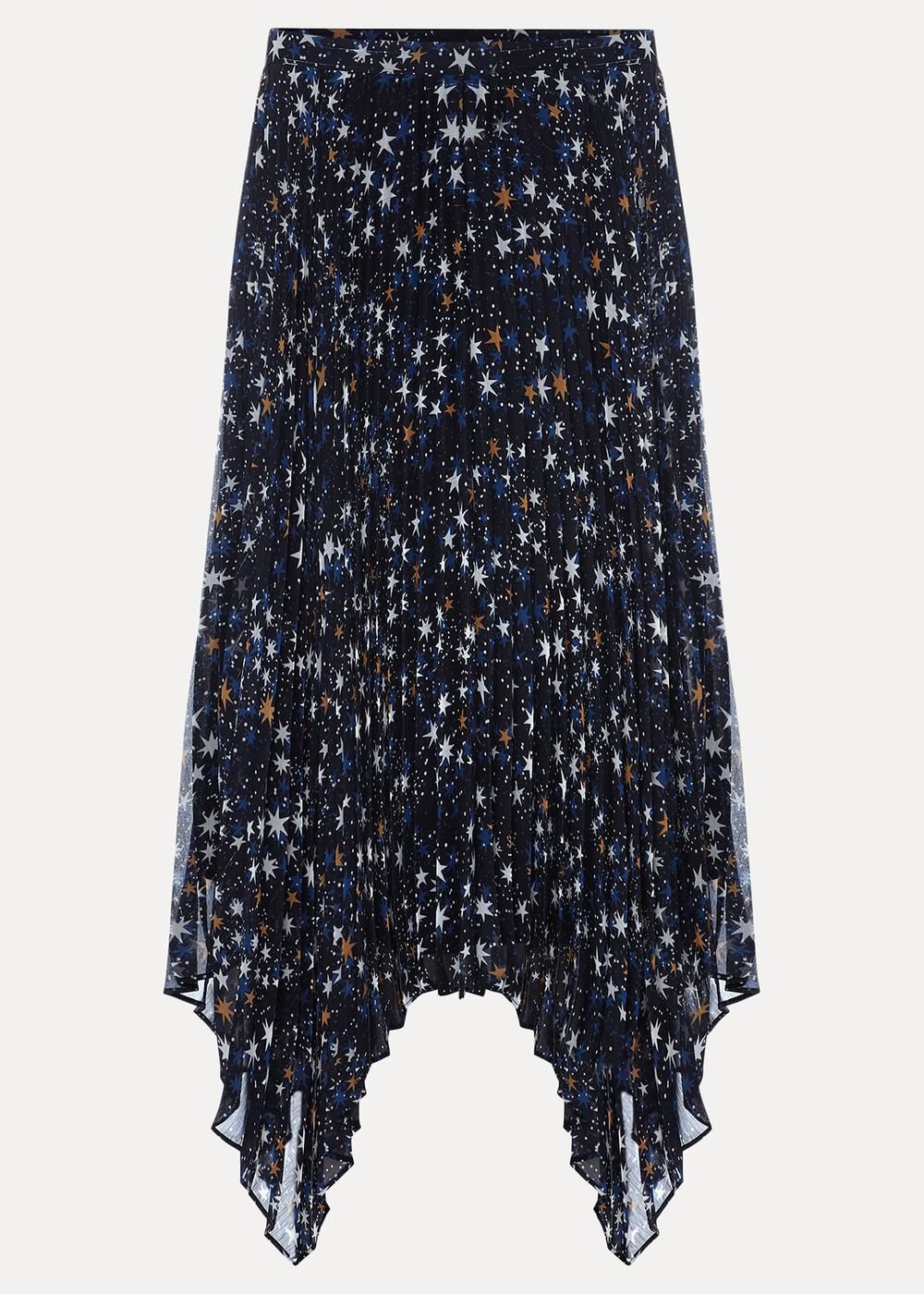 Zeba Star Pleated Midi Skirt Blue