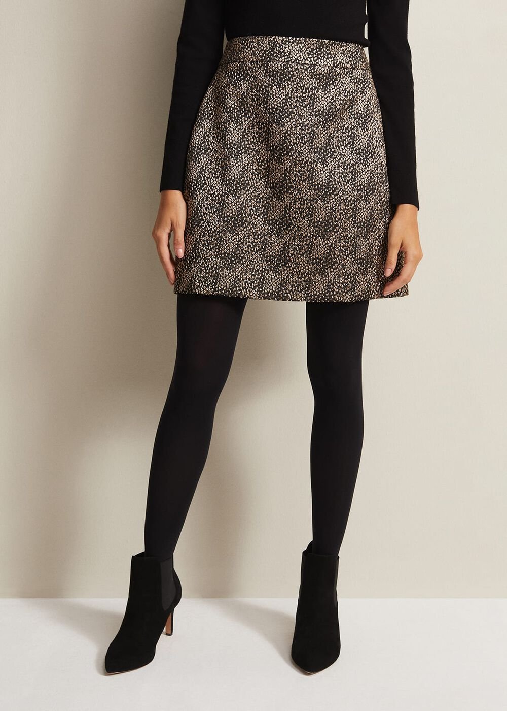 Kilah Jacquard Mini Skirt Gold