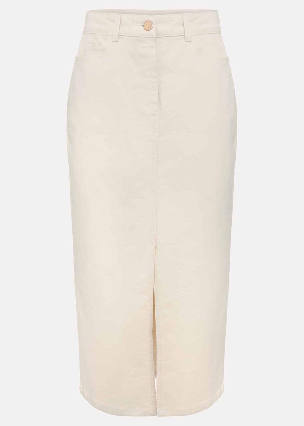 Amani Ecru Denim Midi Skirt Natural