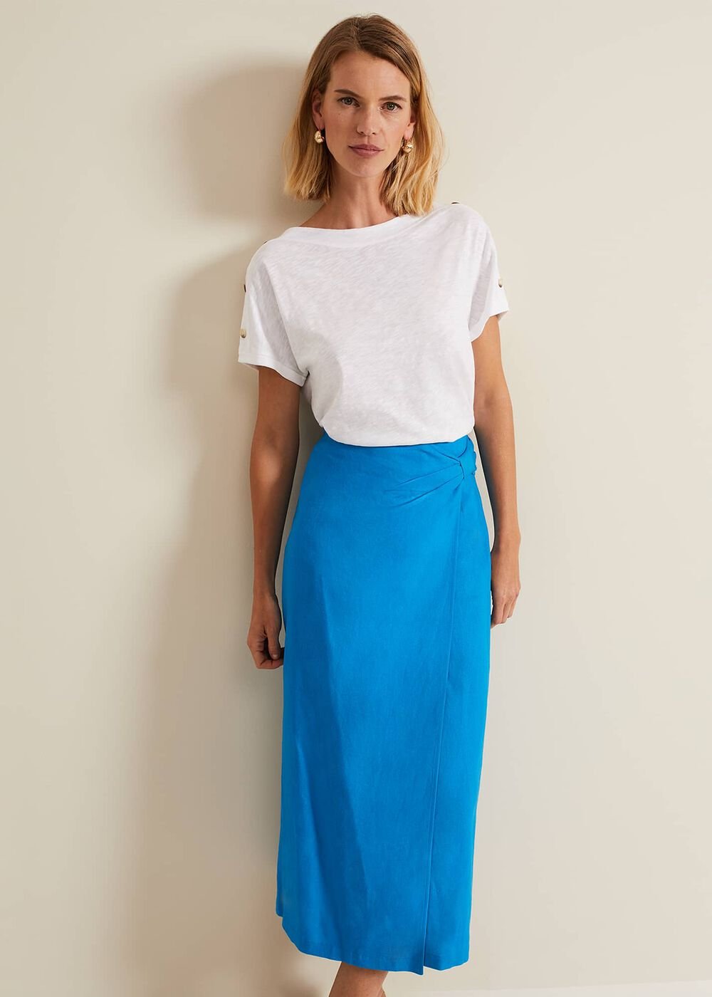 Hayden Linen Wrap Skirt Blue