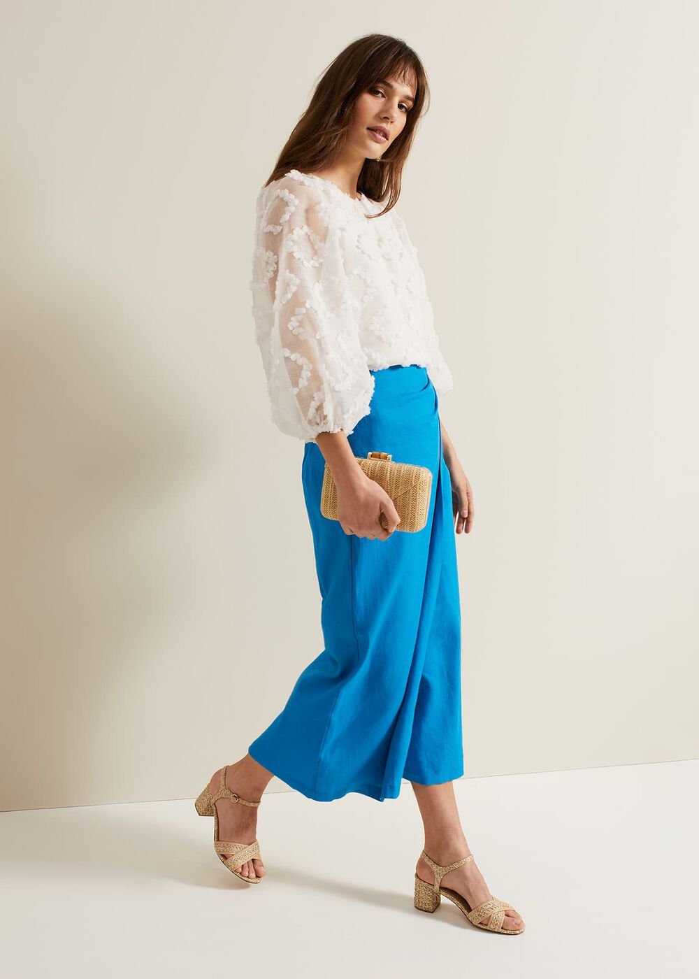 Hayden Linen Wrap Skirt Blue