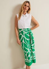 Presley Leaf Print Skirt Green