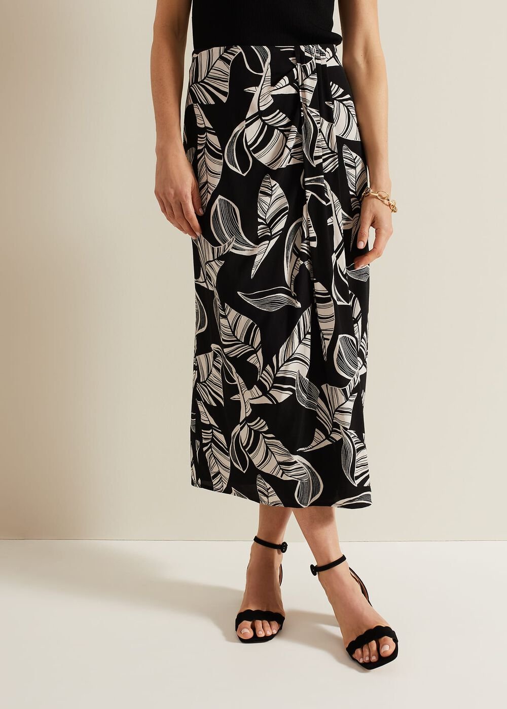 Ayana Printed Skirt Black/Ivory