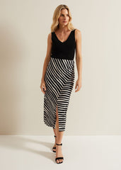 Rory Jersey Printed Maxi Skirt Black/Stone