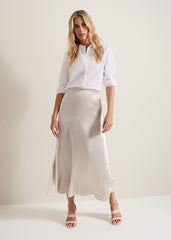 Ophelia Satin Midi Skirt Metallic