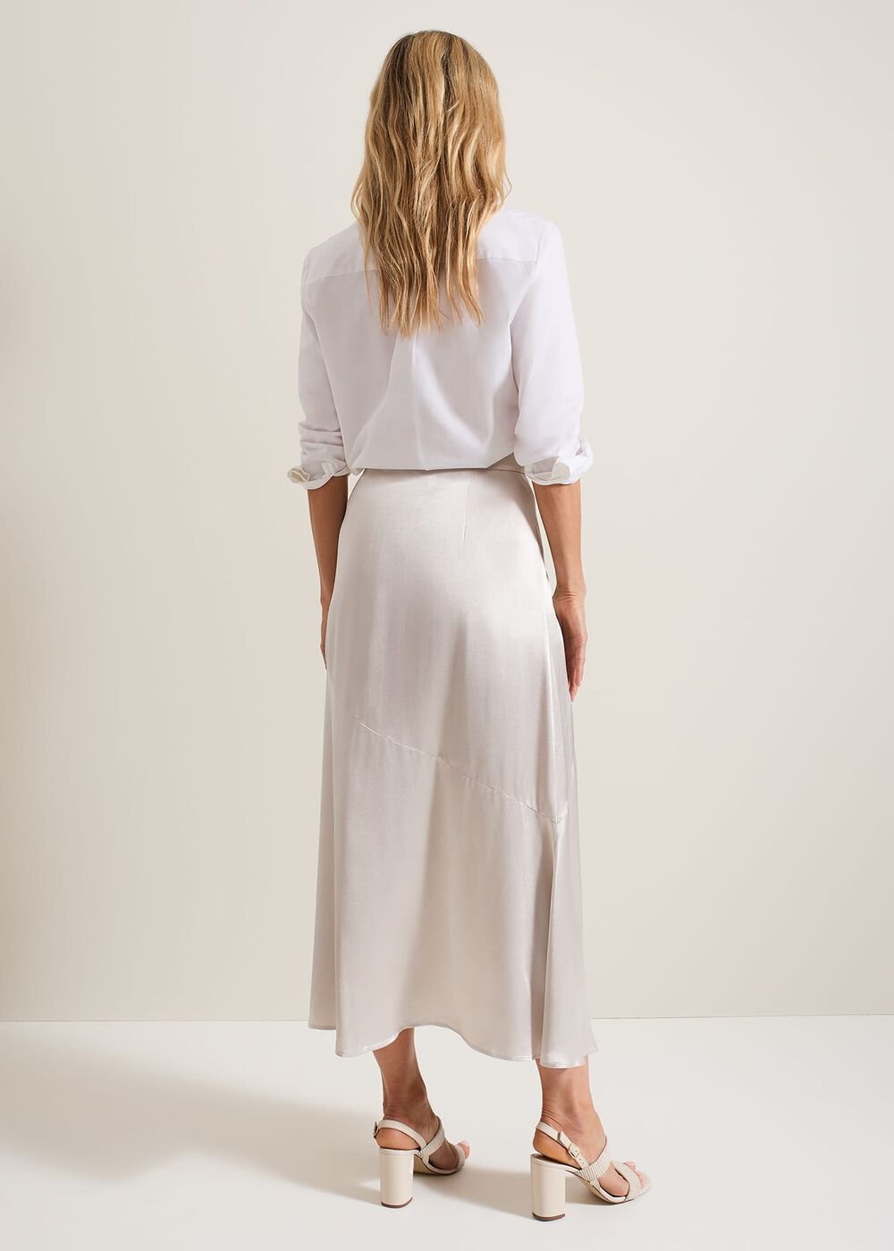 Ophelia Satin Midi Skirt Metallic