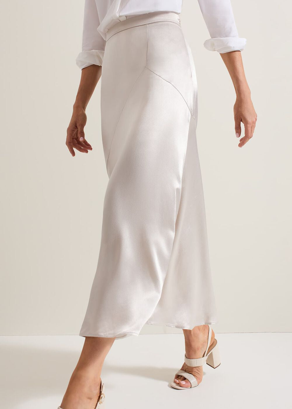 Ophelia Satin Midi Skirt Metallic