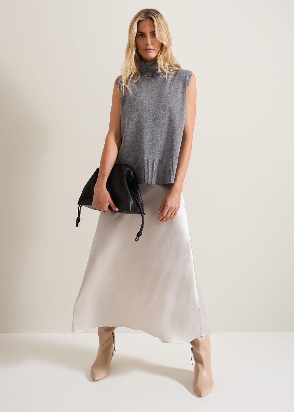 Ophelia Satin Midi Skirt Metallic