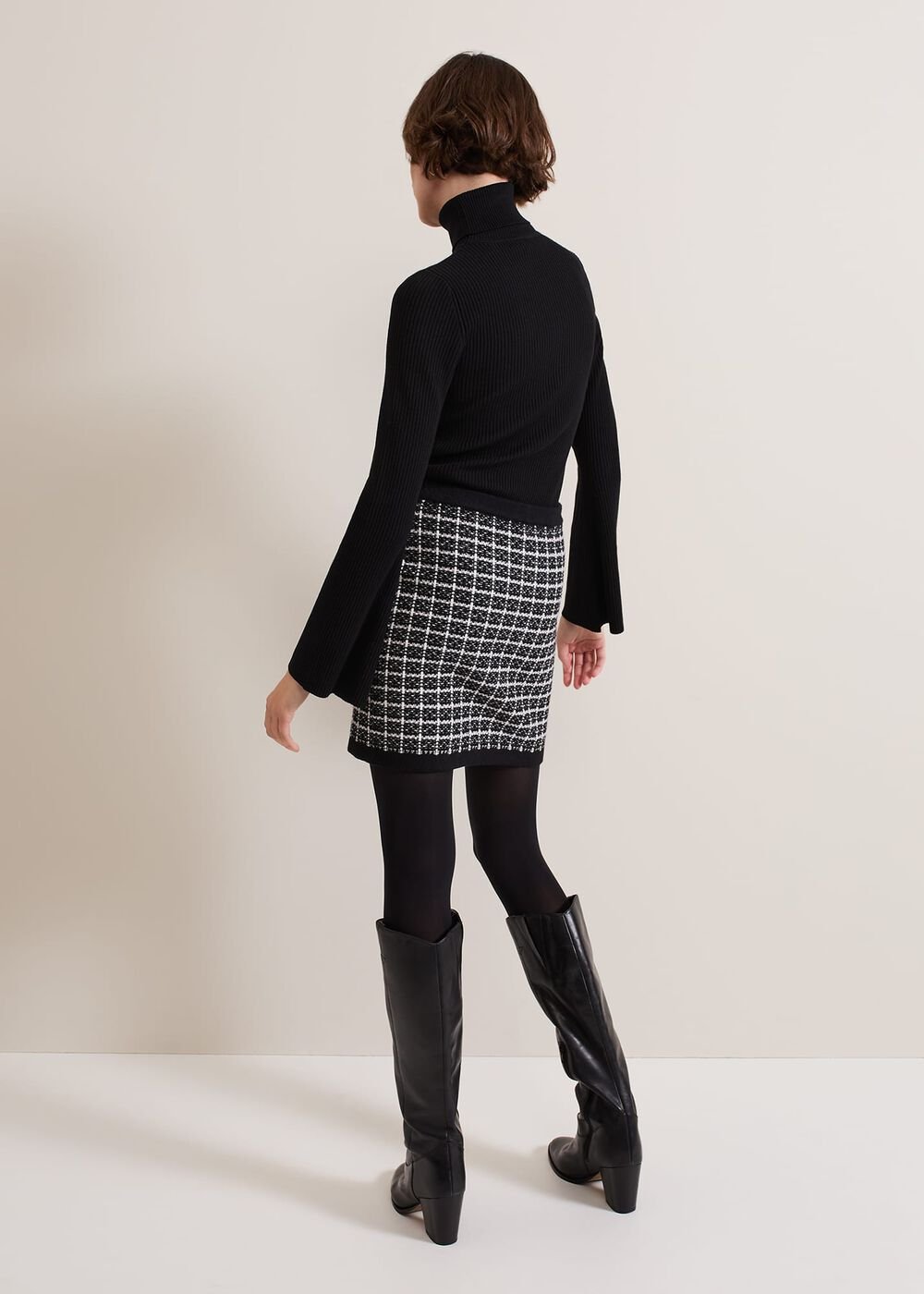 Tiffany Lurex Check Skirt Black/Ivory