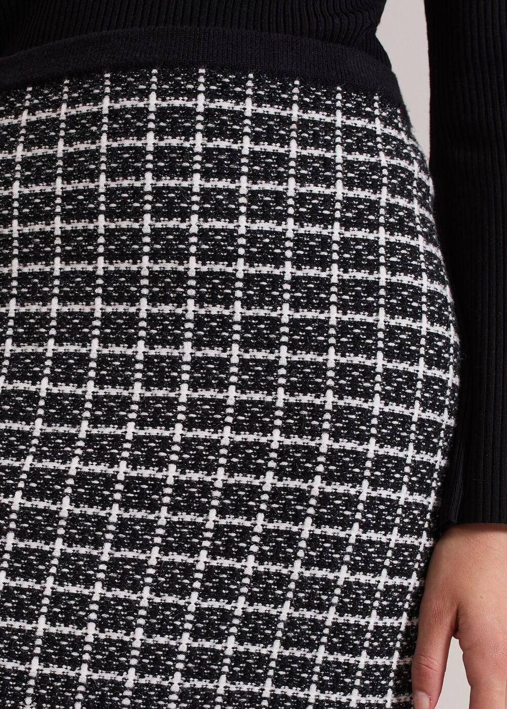 Tiffany Lurex Check Skirt Black/Ivory
