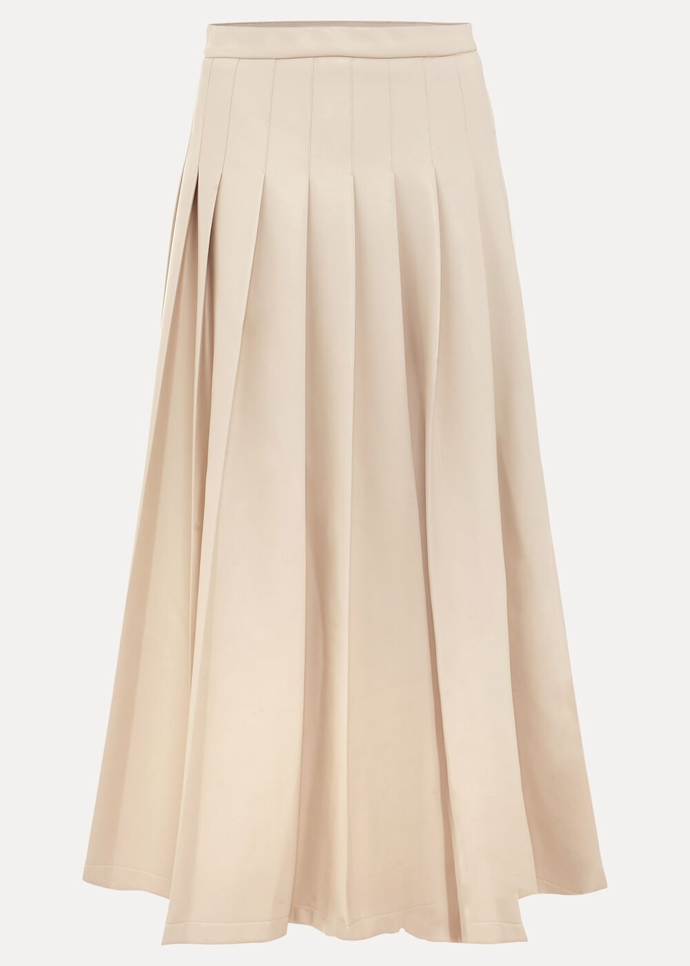 Susie Cream Pu Pleated Midi Skirt Cream