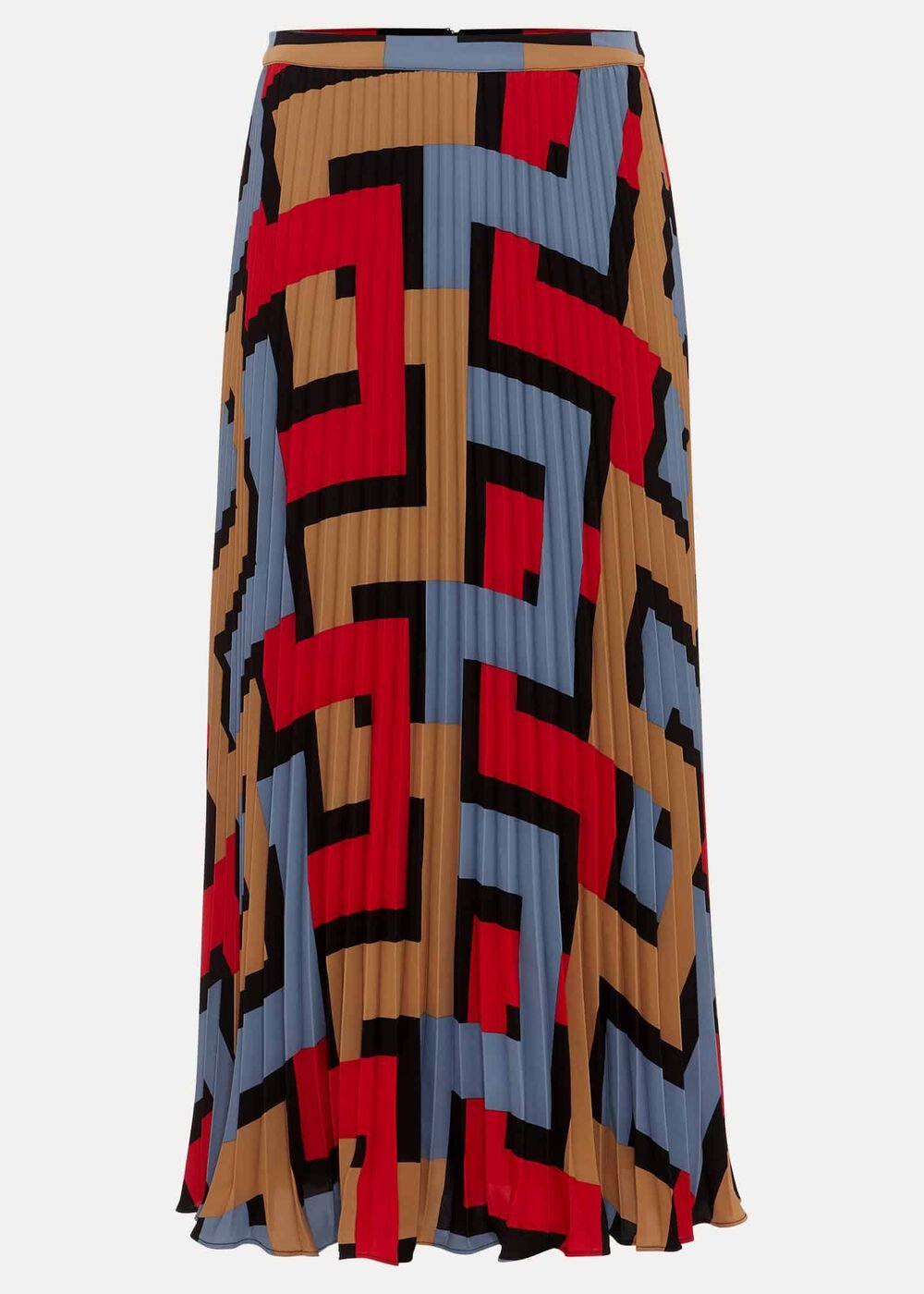 Petite Elmina Geo Pleated Midi Skirt Black