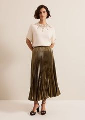 Dhalia Gold Foil Pleated Skirt Gold