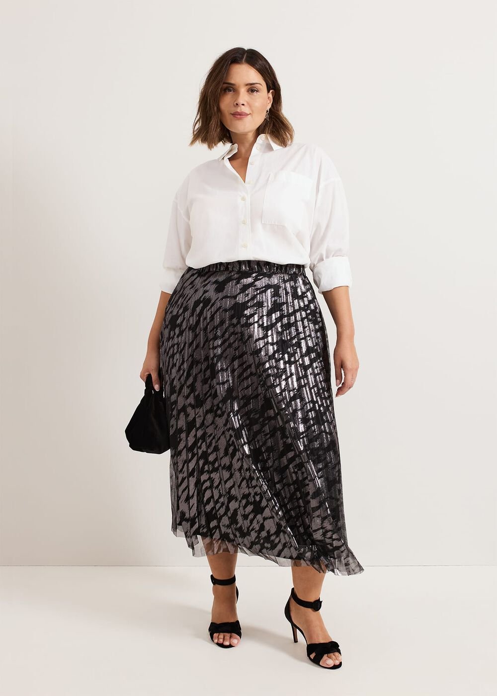Zoe Metallic Pleated Skirt Metallic