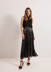 Zoe Metallic Pleated Skirt Metallic