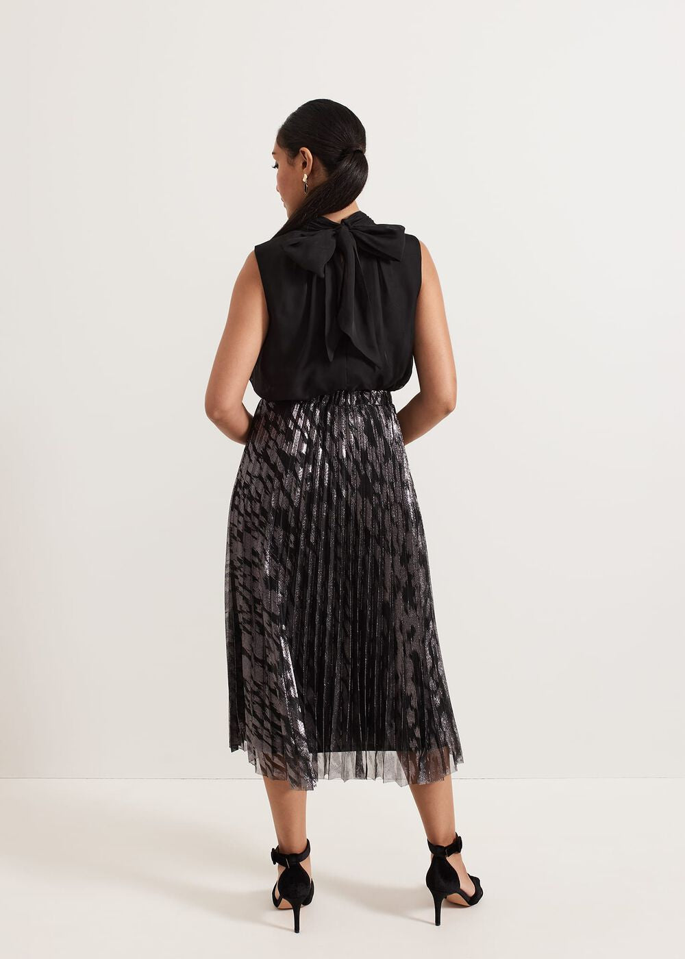 Petite Zoe Metallic Pleated Skirt Metallic