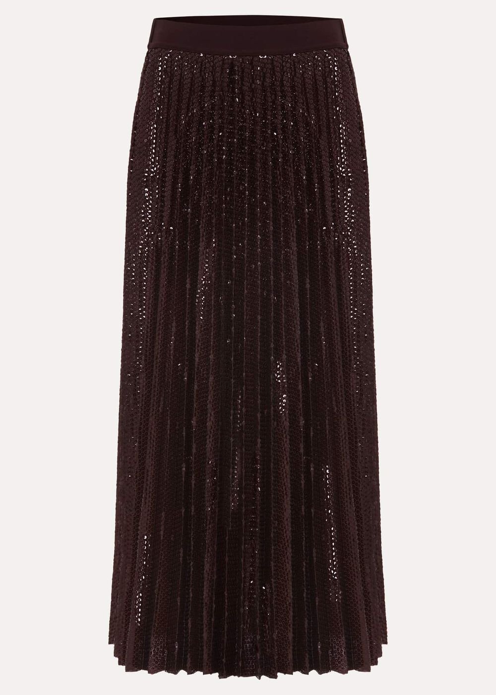 Alaina Sequin Pleated Skirt Burgundy