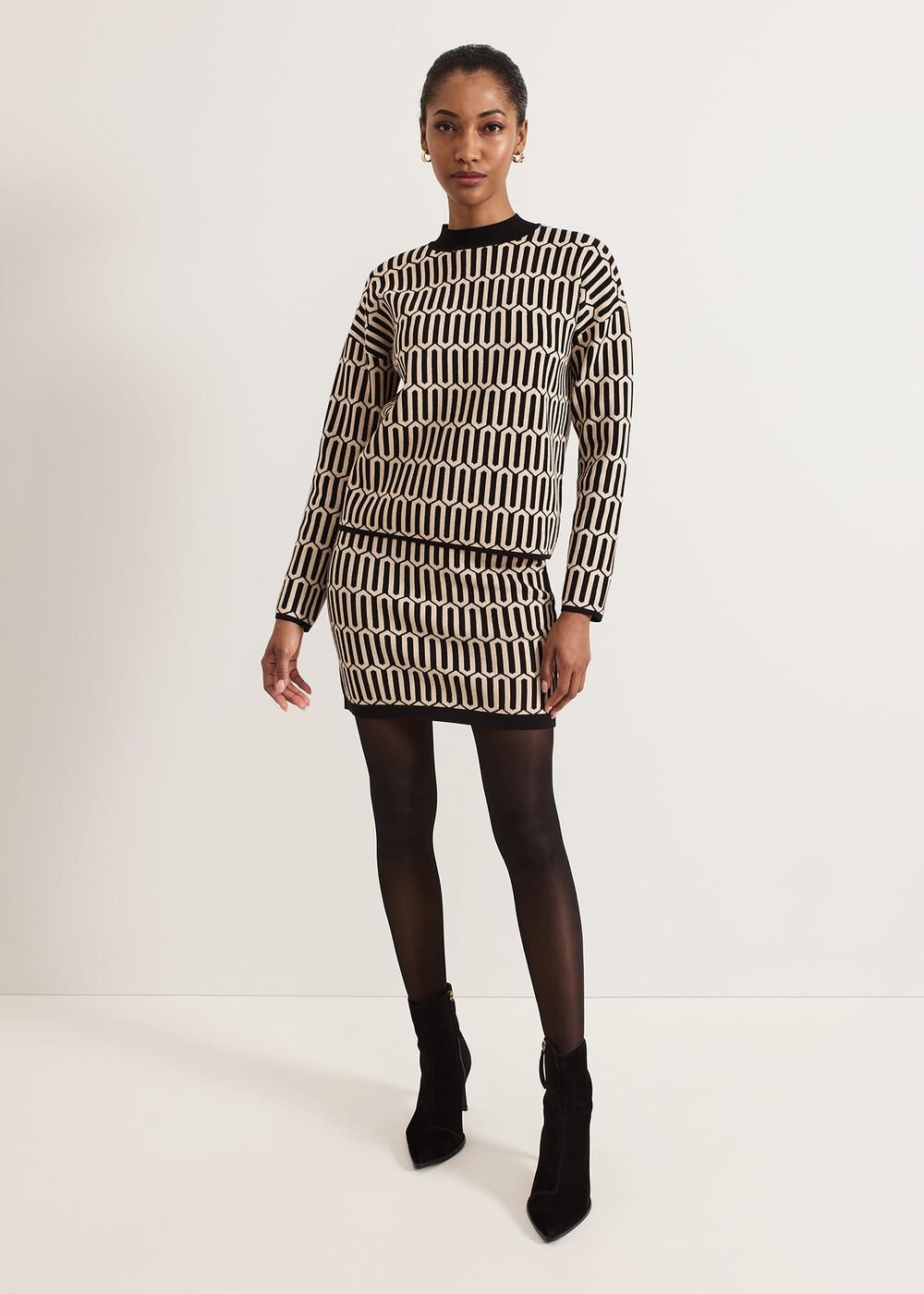 Tanya Lurex Geo Mini Skirt Gunmetal