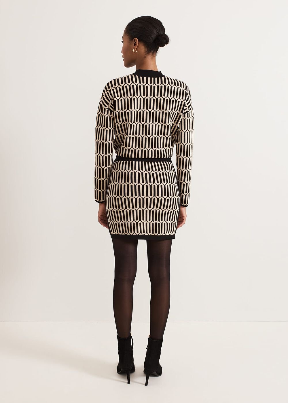 Tanya Lurex Geo Mini Skirt Gunmetal