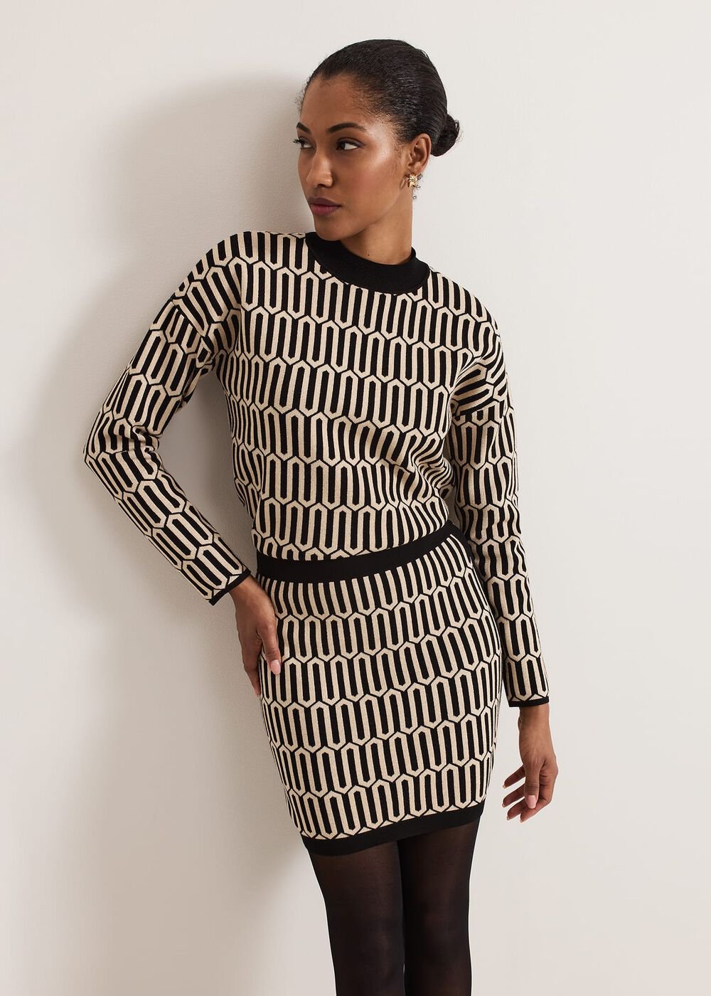 Tanya Lurex Geo Mini Skirt Gunmetal