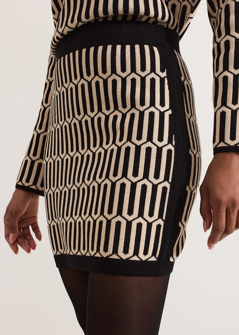 Tanya Lurex Geo Mini Skirt Gunmetal