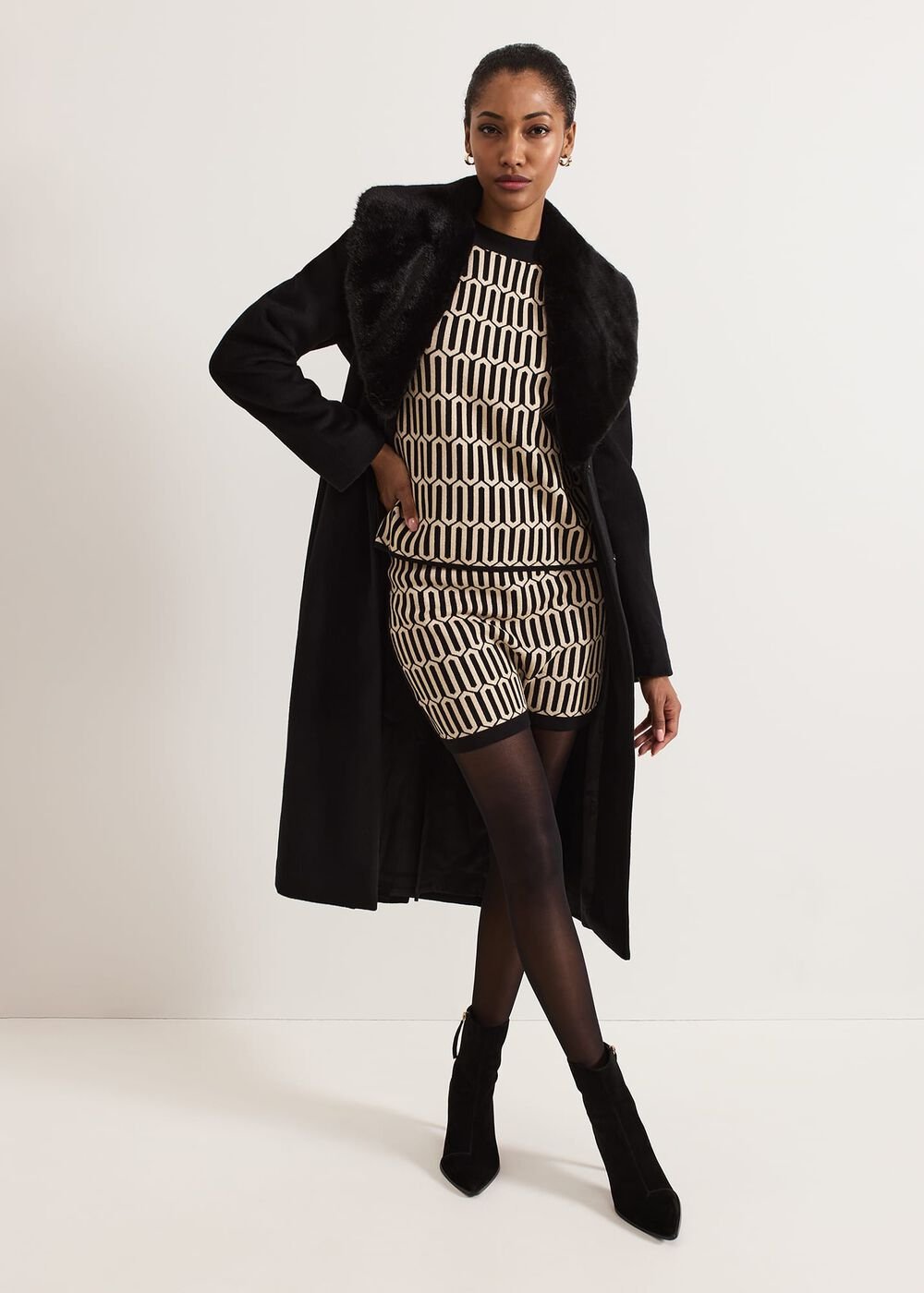 Tanya Lurex Geo Mini Skirt Gunmetal