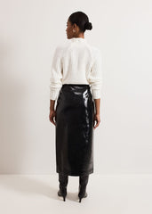 Tabby Black Vinyl Pu Pencil Skirt Black
