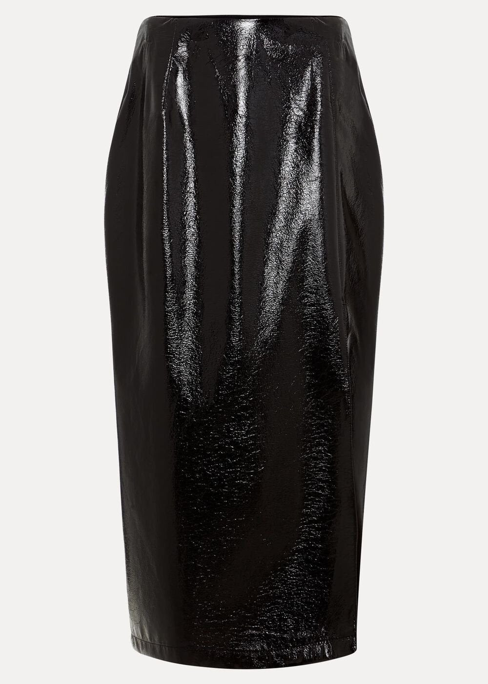 Tabby Black Vinyl Pu Pencil Skirt Black