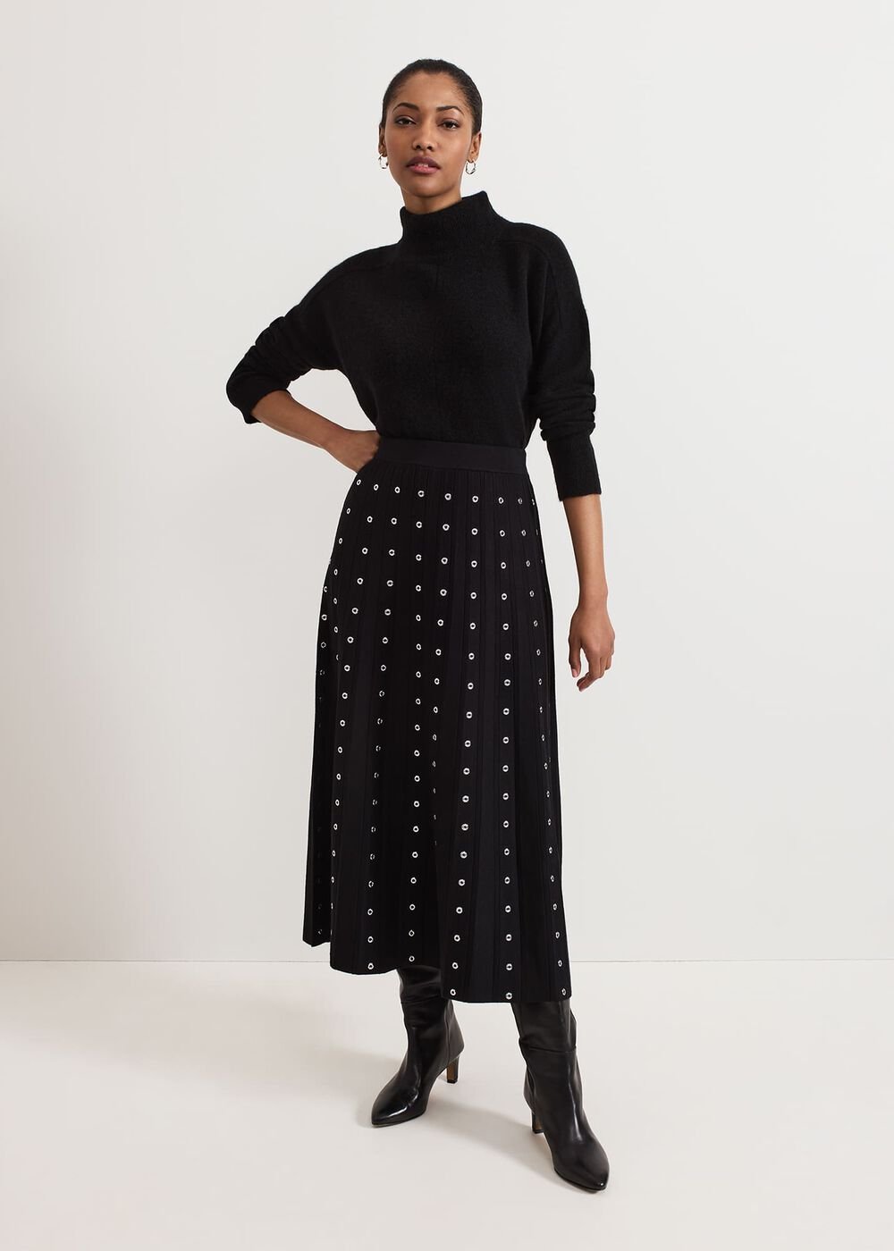 Emilia Eyelet Skirt Black