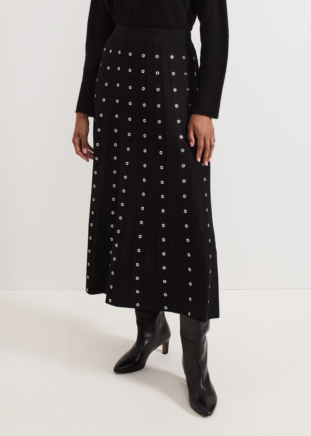 Emilia Eyelet Skirt Black