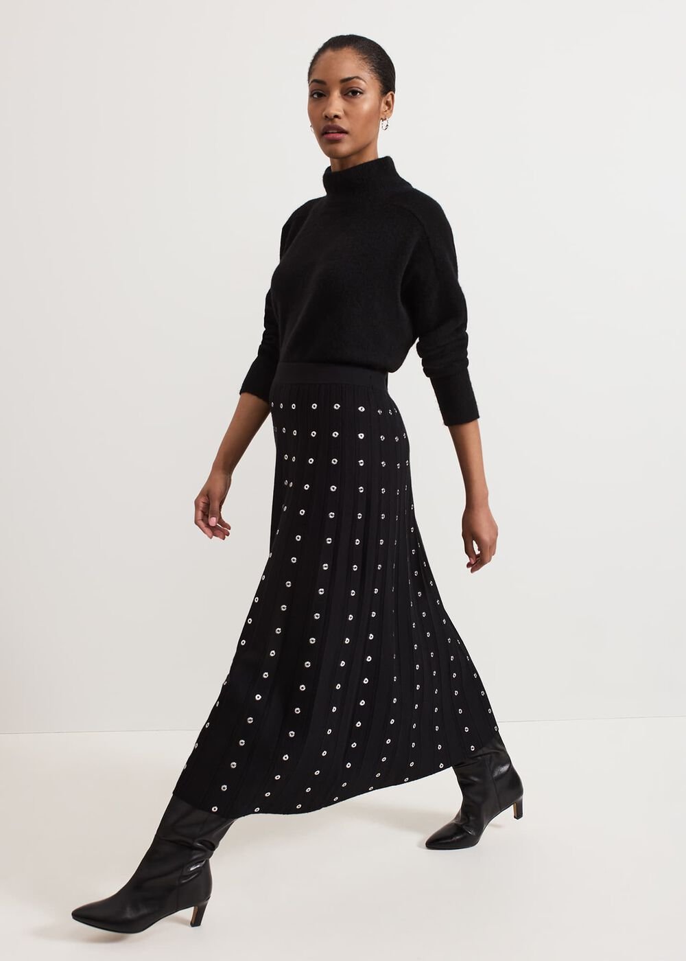 Emilia Eyelet Skirt Black