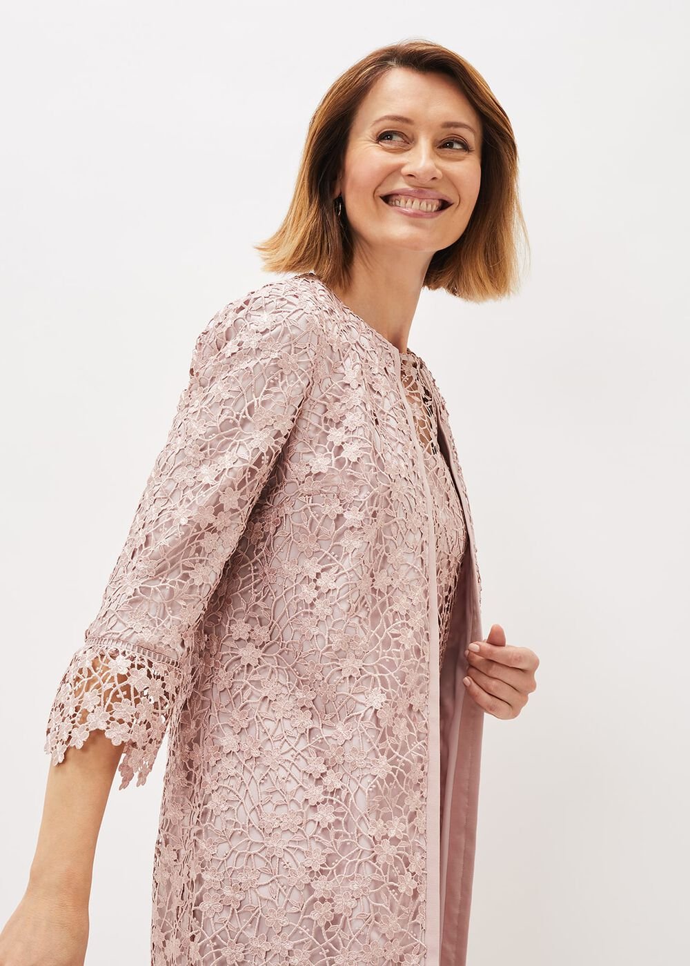 Mariposa Lace Occasion Coat Antique Rose