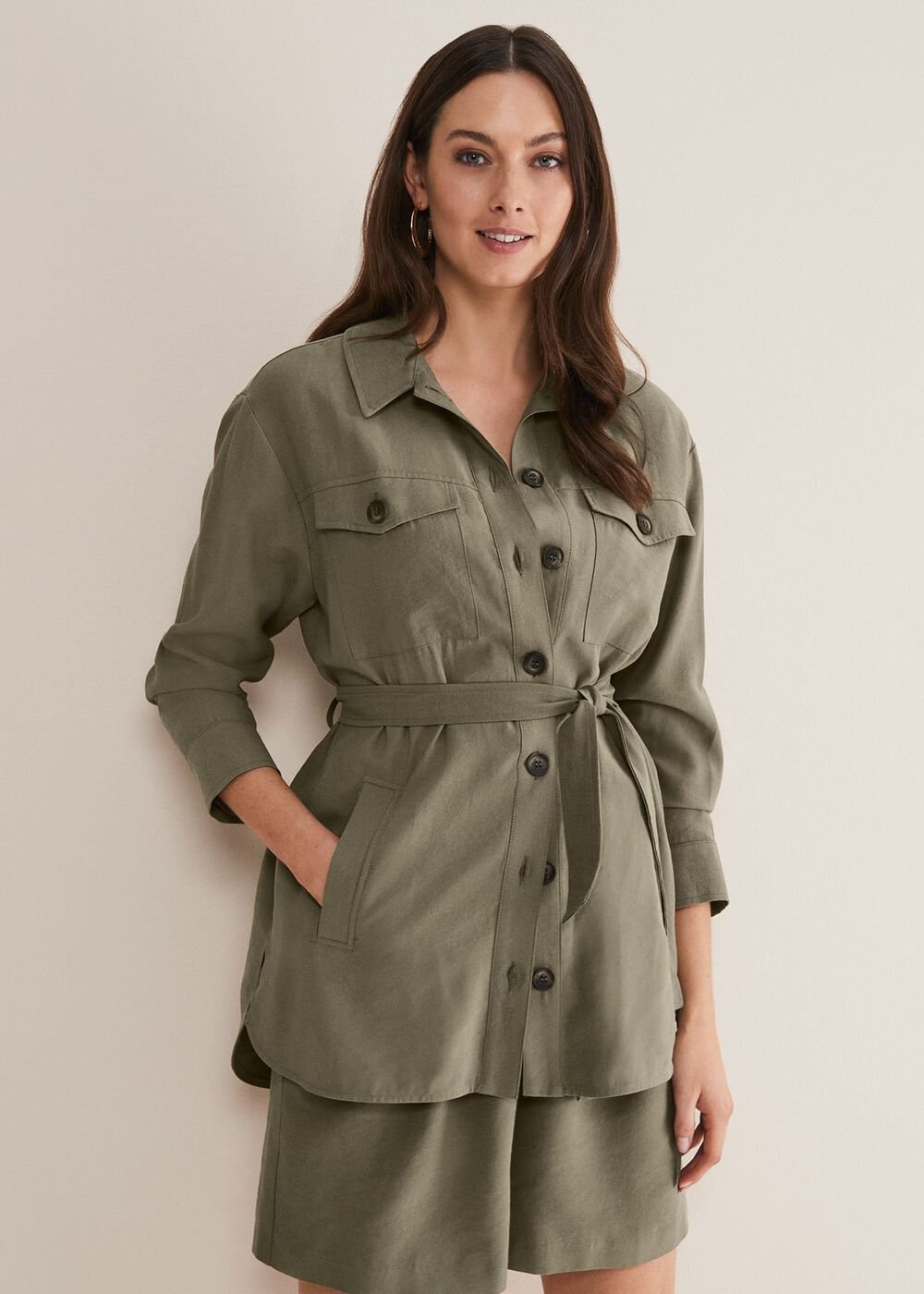 Leonar Co-Ord Shacket Khaki