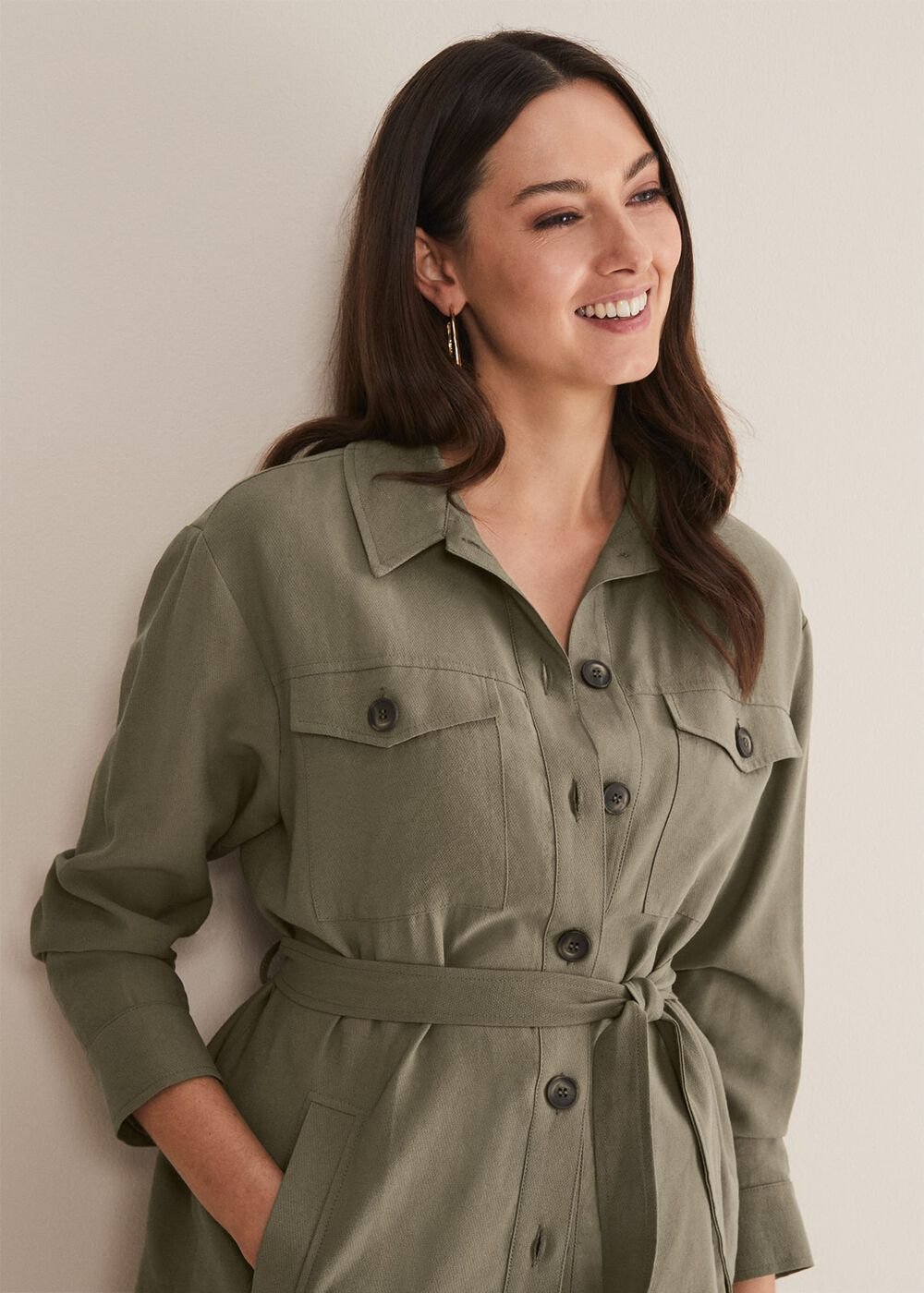 Leonar Co-Ord Shacket Khaki