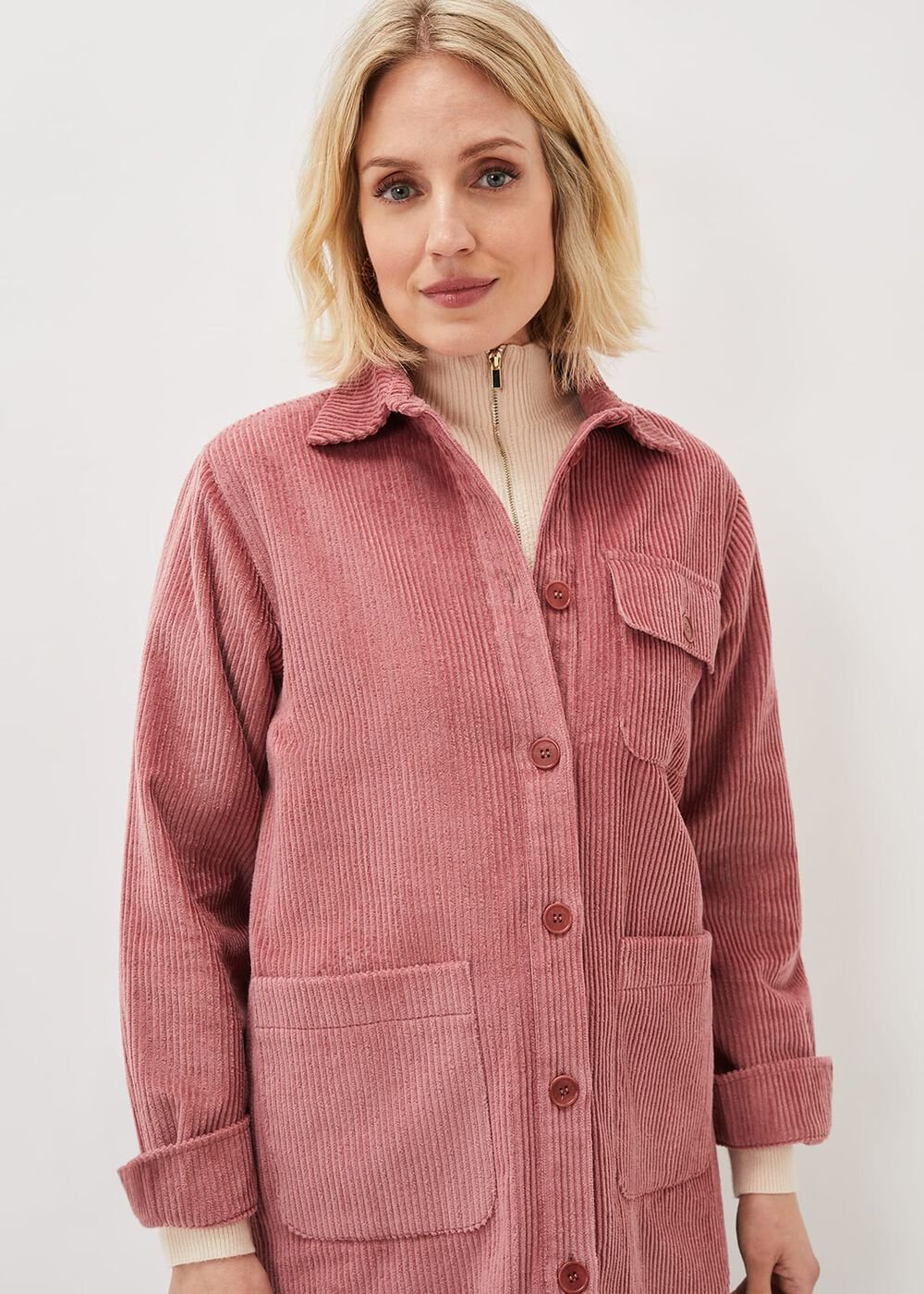 Katrina Cord Shacket Rose