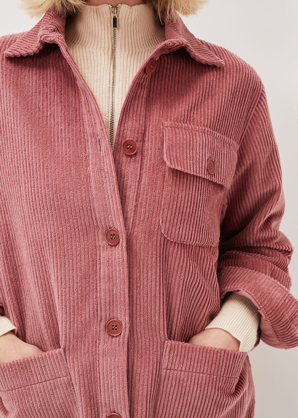 Katrina Cord Shacket Rose