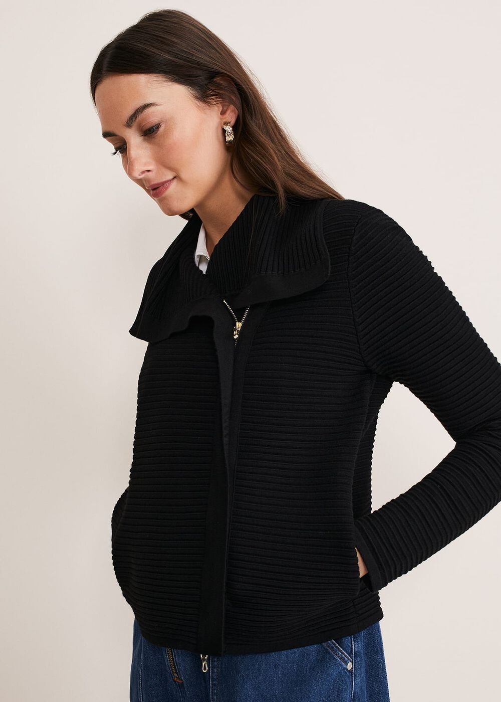 Wendy Ribbed Knit Jacket Black