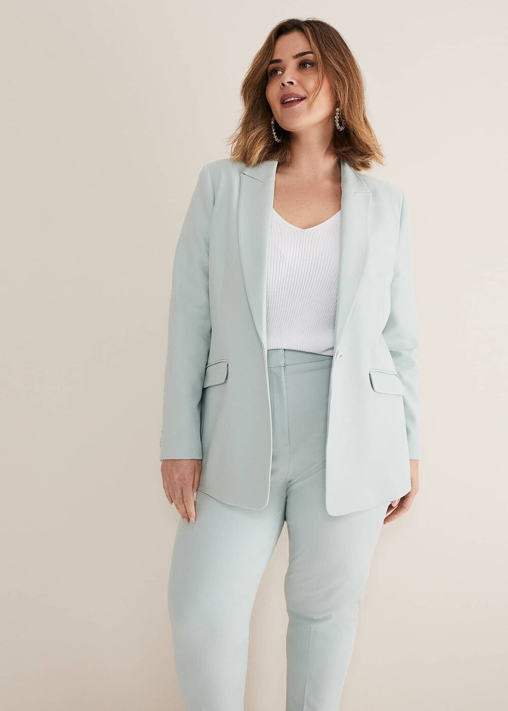 Eira Blue Blazer Eau De Nil